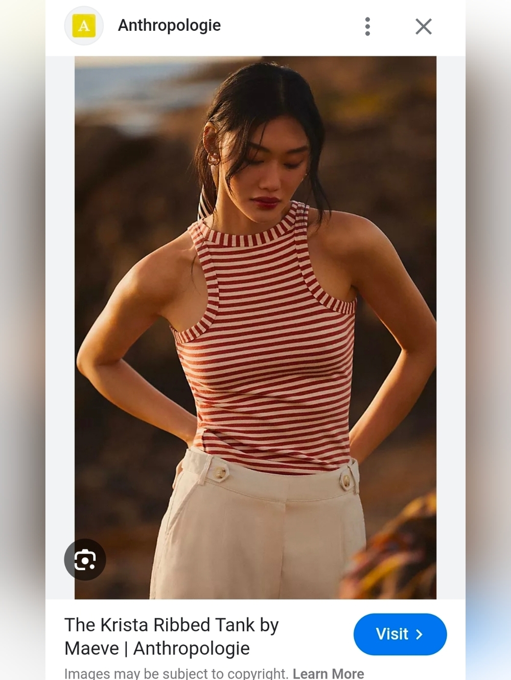 The Krista Ribbed Tank By Maeve Anthropologie XS